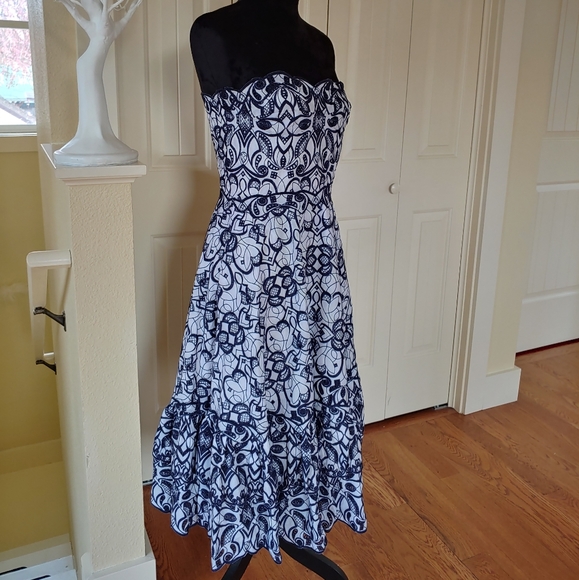 Jonathan Simkhai Scalloped Eyelet Midi Dress - Picture 2 of 8